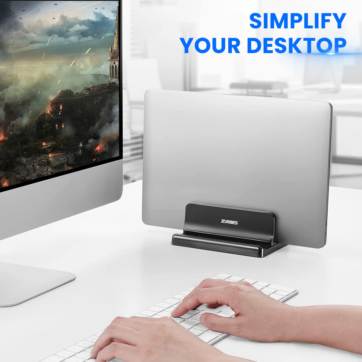 Verilux Adjustable Vertical Laptop Stand for Desk with 1.84 cm Slot Width and ABS Build