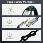 Verilux® USB C to 3.5mm Audio Aux Cable, 10Ft Type C to Aux Naylon Braided Gold plated Strain Relief Design Jack Cable for iPad Pro 2018, Google Pixel, and Samsung Galaxy - Hi-Fi Quality, 24bit/96Khz