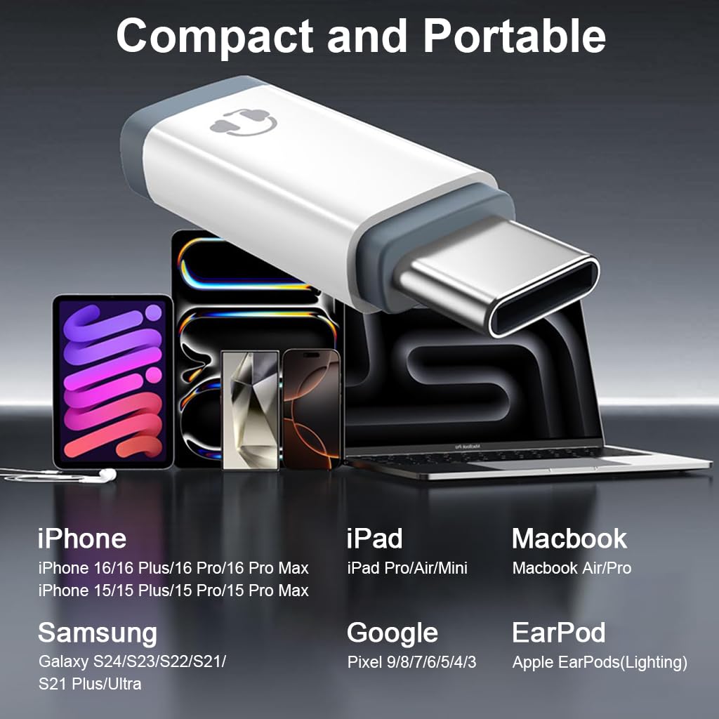 Verilux Light ning to Type C Converter for iPhone 16 15 with DAC Chip and Aluminum Alloy Shell