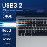 Verilux USB Flash Drive 64GB USB 3.2 for Laptop and Travel | High Speed Reading & Writing