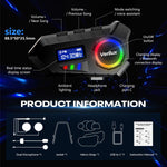 Verilux Bluetooth Helmet Headset for Motorcycles and Outdoor Sports featuring Noise Reduction Mic & LCD Display | IP65 Waterproof with 10 m Range