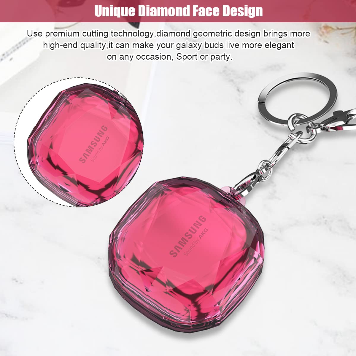 ZORBES® Fashion Hard Protective Cover for Samsung Galaxy Buds Pro(2021),Galaxy Buds 2,Galaxy Buds Live (2020),Shockproof for Geometric Diamond Cut Design (Without Earphone, Seperate Pieces Design)