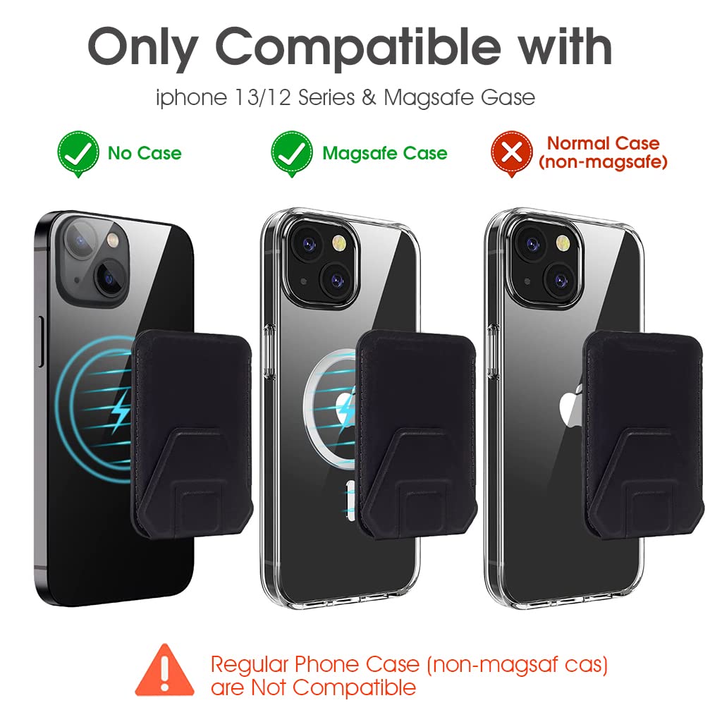 ZORBES® Magsafe Wallet, 2-in-1 Magsafe Stand & Mag Safe Card Holderfor iPhone Apple, Leather Magsafe Magnetic Wallet for iPhone 14, iPhone 13, iPhone 12 Sereies Phone Or Mag-Safe Cases (Hold 3 Cards)