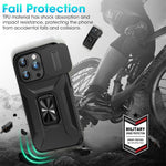 ZORBES® Phone Case for iPhone 15 Pro Max Multifunctional Phone Cover with Folding Phone Ring Grip & Sliding Camera Cover, PC Anti-Scratch Phone Case for iPhone 15 Pro Max 6.7 inch Black