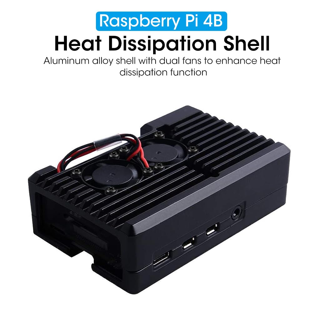 Verilux Aluminum Alloy Case for Raspberry Pi 4 Model B with Dual Cooling Fans | Precise Port Access
