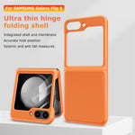 ZORBES® Compatible with Samsung Galaxy Z Flip 6 Folding Phone Case for Galaxy Z Flip 6 One-Piece Retractable Hinge Design Anti-Slip Fashion Phone Case with Cut-Out Outer Display, Orange