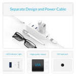 Verilux USB 3.0 Hub for MacBook and Laptop with 4 Ports and 5 Gbps Transfer Speed | White