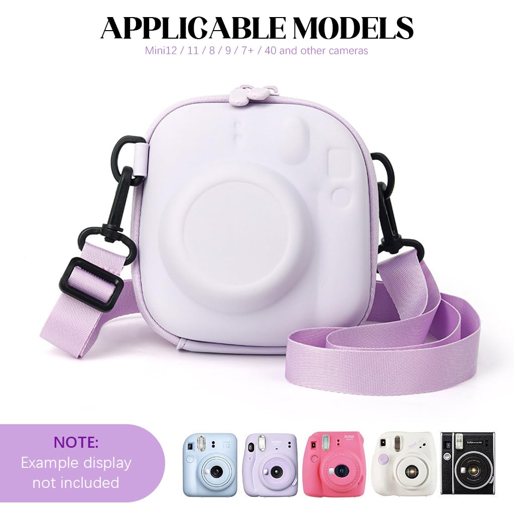 ZORBES® Camera Case for Fujifilm Instax Kawaii Camera Carry Zipper Bag Portable Hard Cover PU Protective Camera Zipper Case Bag with Shoulder Strap Universal Camera Case, 14x8.5x14cm