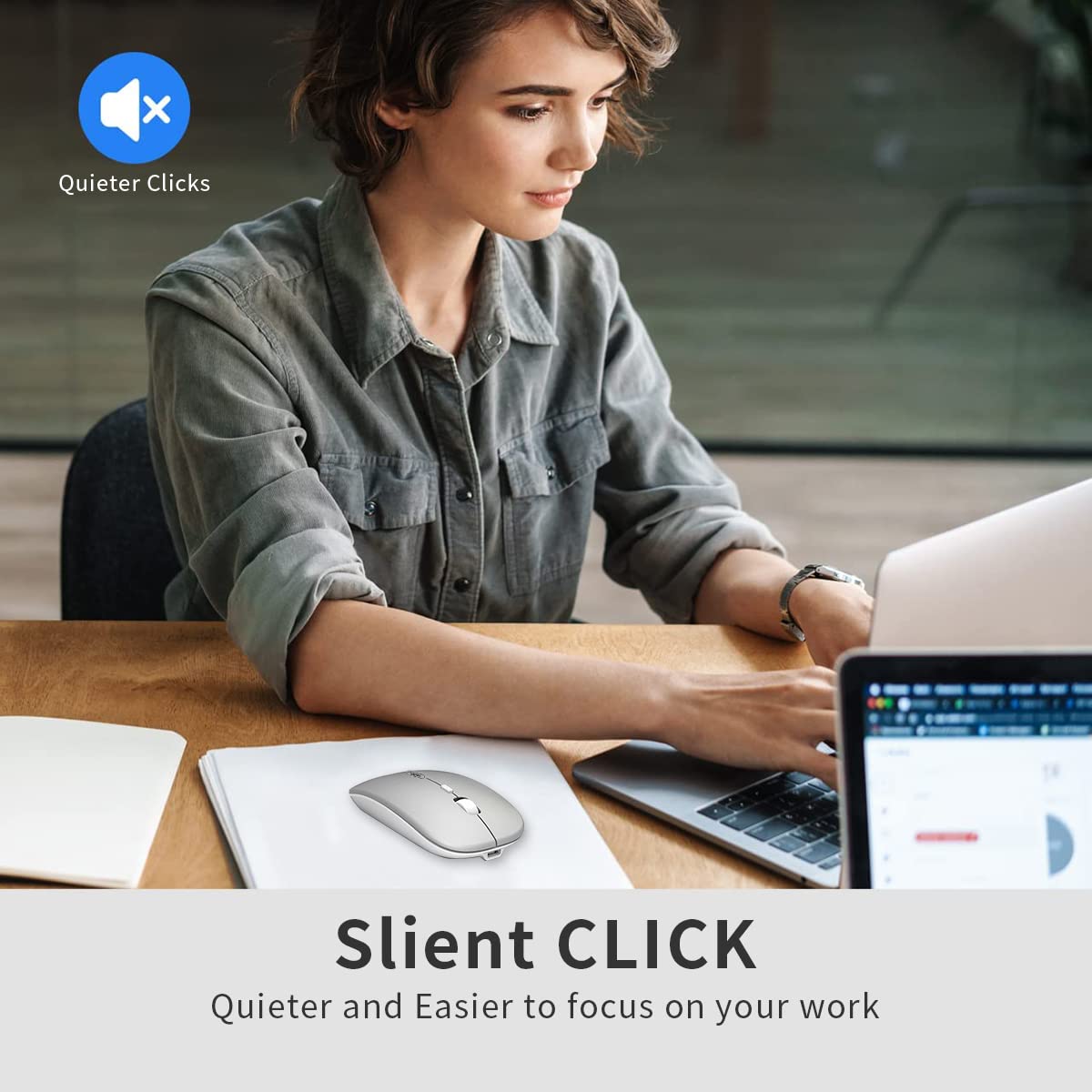 Verilux 2.4G Silent Cordless Mouse (Space Sliver)