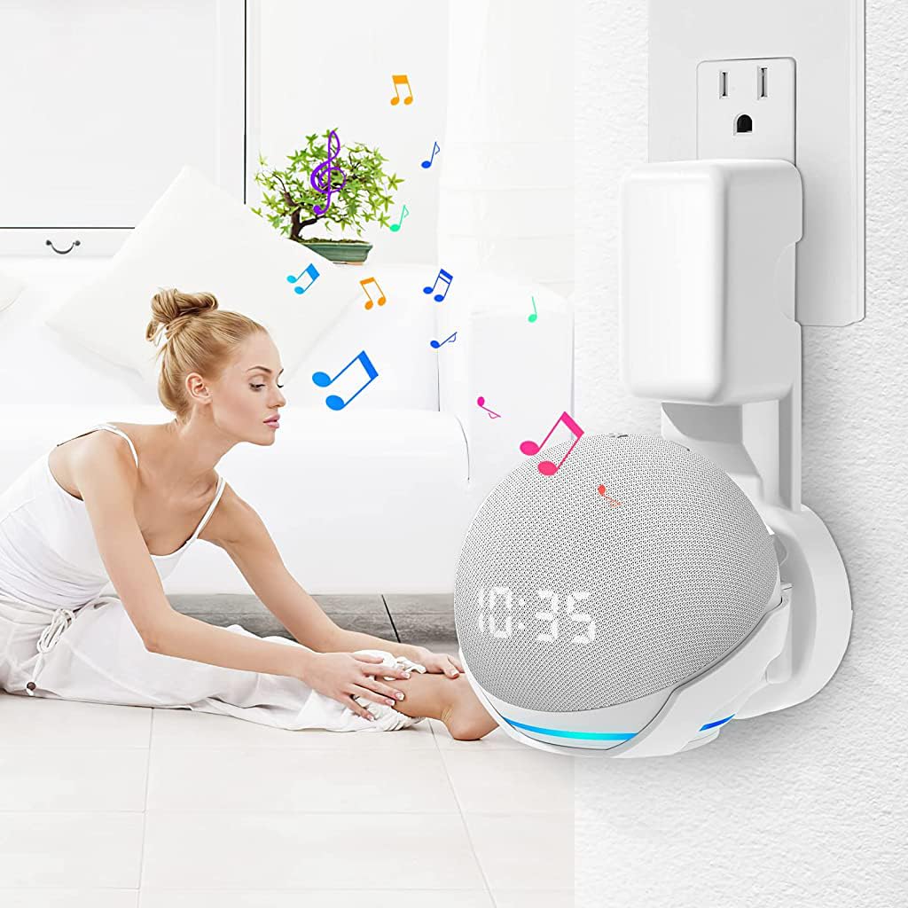 ZORBES® 2PCS Echo Dot Wall Mount Alexa Stand with Cable Management for 4th/5th Generation - Alexa Holder Accessories (Only Holder)White and Blue