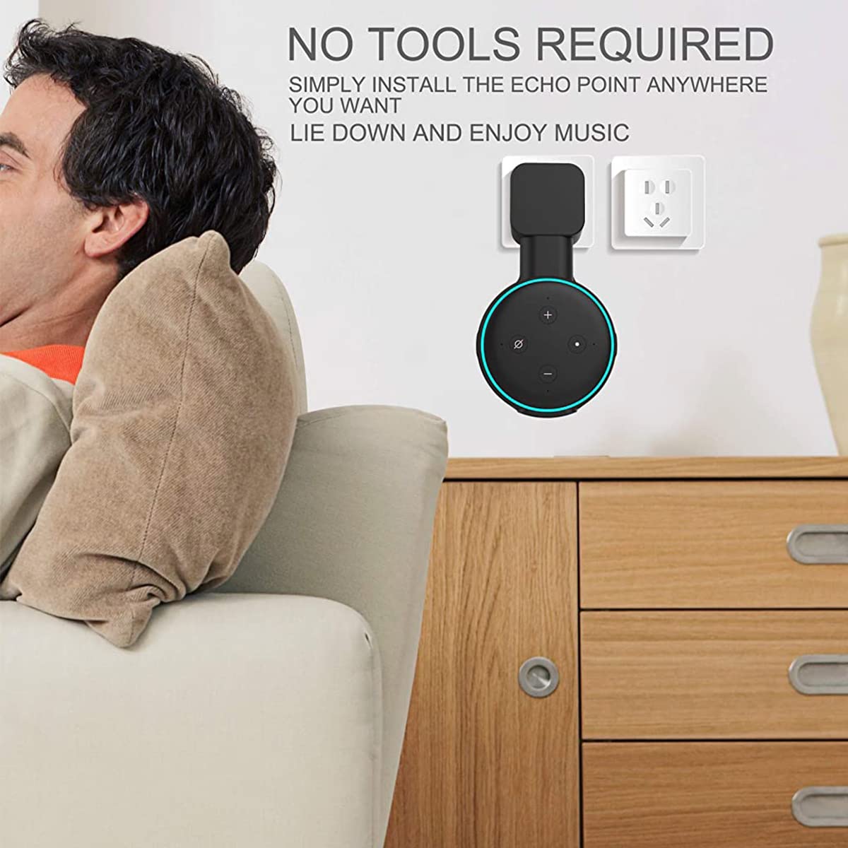 ZORBES® Wall Holder for Alexa Echo Dot 3rd Generation, Space-Saving Solution Wall Mount with Cord Management for Your Smart Home Speakers, Alexa Echo Dot Accessories (Holder Only, Black)