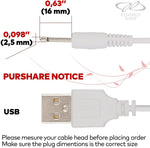 ZORBES® 2.5mm Jack Cable USB to DC 2.5mm to USB Charging Cable for Toy,Beauty Product,Magic Mate,White