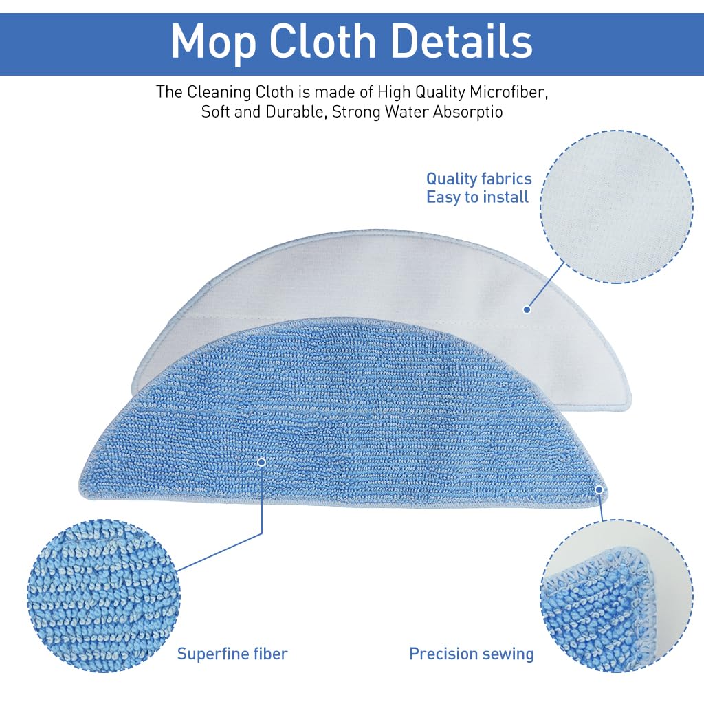 Verilux Replacement Accessories Kit for Ecovacs Deebot Y1 Series with 2 Side Brushes and 2 Filter Nets