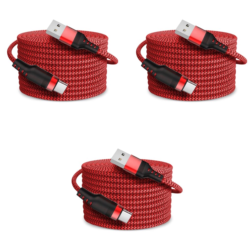 Verilux USB C Cable 10FT for Fast Charging and Data Sync with Nylon Braided Design | 3PCS