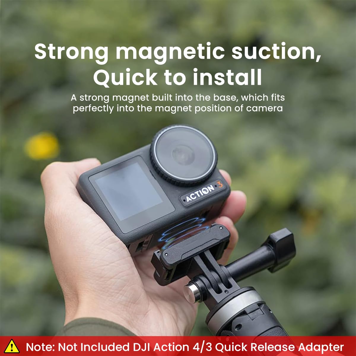 Verilux Magnet Adapter Mount for DJI Action 4 or 3 with Secure Claws | Outdoor Vlogging Tripod Connection