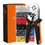 Serplex® Wire Crimping Tool Kit with 1200pcs Assortment Ferrule Wire Copper Crimp Connector, Ferrule Crimping Tool, Self Adjusting Square Wire Crimper Plier for AWG23 7, Wiring Cable Connector