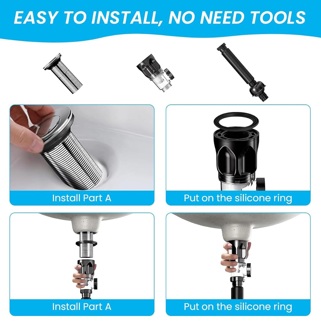 Serplex® Flexible Drain Pipe Wash Basin Sink Drain Hose PVC Water Pipe Vessel Sink Extension Fits for 3-4.5 cm Hole,Flex-drain Kit with Flexible & Expandable P-trap