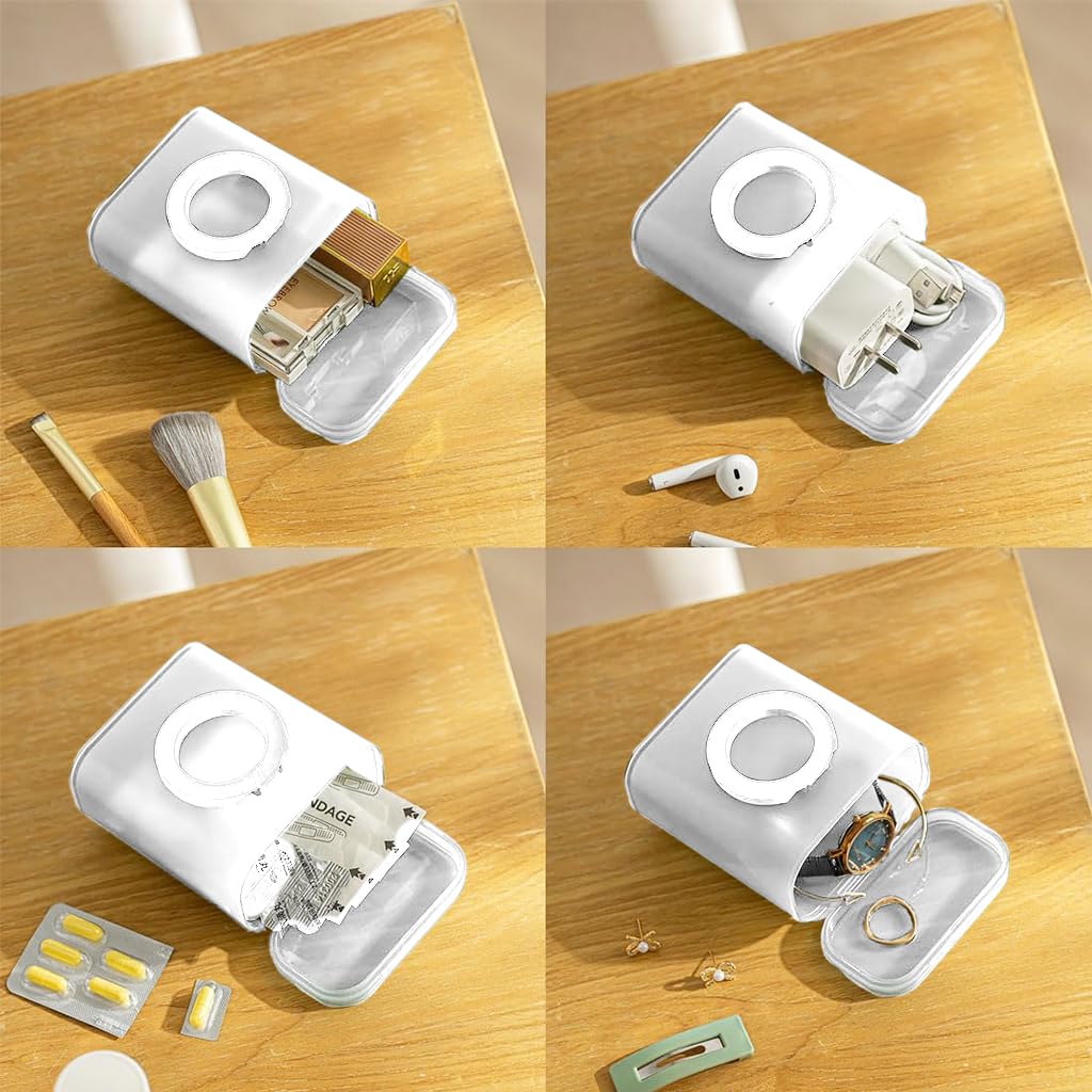 Verilux Travel Cable Organizer for Compact Electronics 7.8x4.9x9.3 cm with Folding Phone Stand