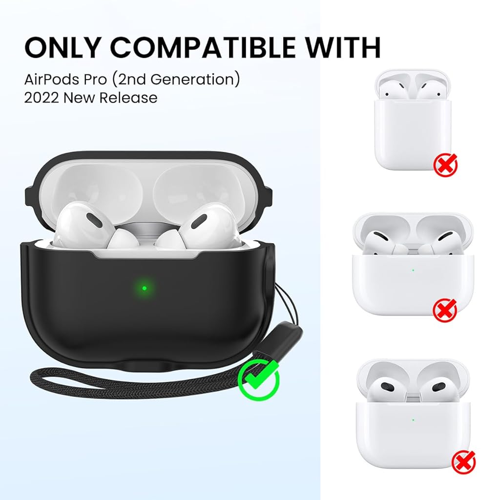 ZORBES® Silicone Charging Case Cover for AirPods Pro 2 Magnetic Silicone Charging Case Cover Supports MagSafe Wireless Charger Anti-scratch Protective Silicone Case Cover for AirPods Pro 2