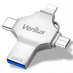 Verilux Pendrive 256GB for iPhone and Android with 4 in 1 USB Type-C Design | Aluminum Body