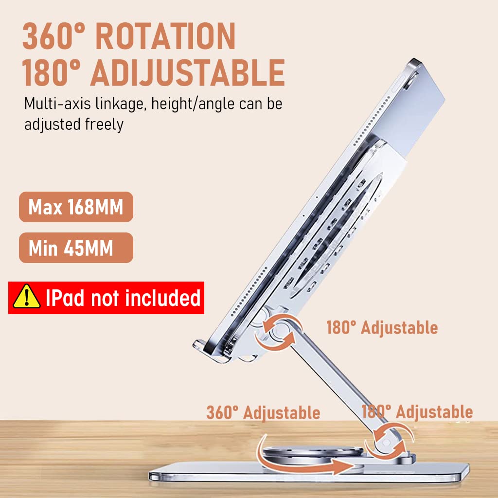 Verilux Desktop Tablet Stand Riser 360¡ã Rotatable Tablet Stand Acrylic Transparent Tablet Riser Rack, Foldable Tablet Stand Holder Universal Stand Rack for Tablet, iPad, Phone, Kindle