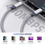 Verilux® 60W USB C to USB C Fast Charging Cable 480Mbps Data Transfer 9.8Ft Nylon Braided Cable For Computer, Smartphone