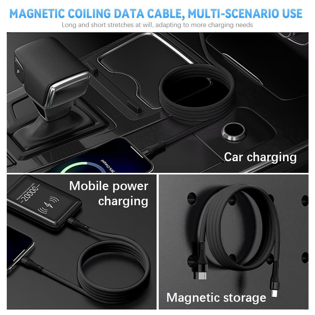 Verilux Type C to Type C Cable 60W 1.5m for Fast Charging with Magnetic Winding | Nylon Braided