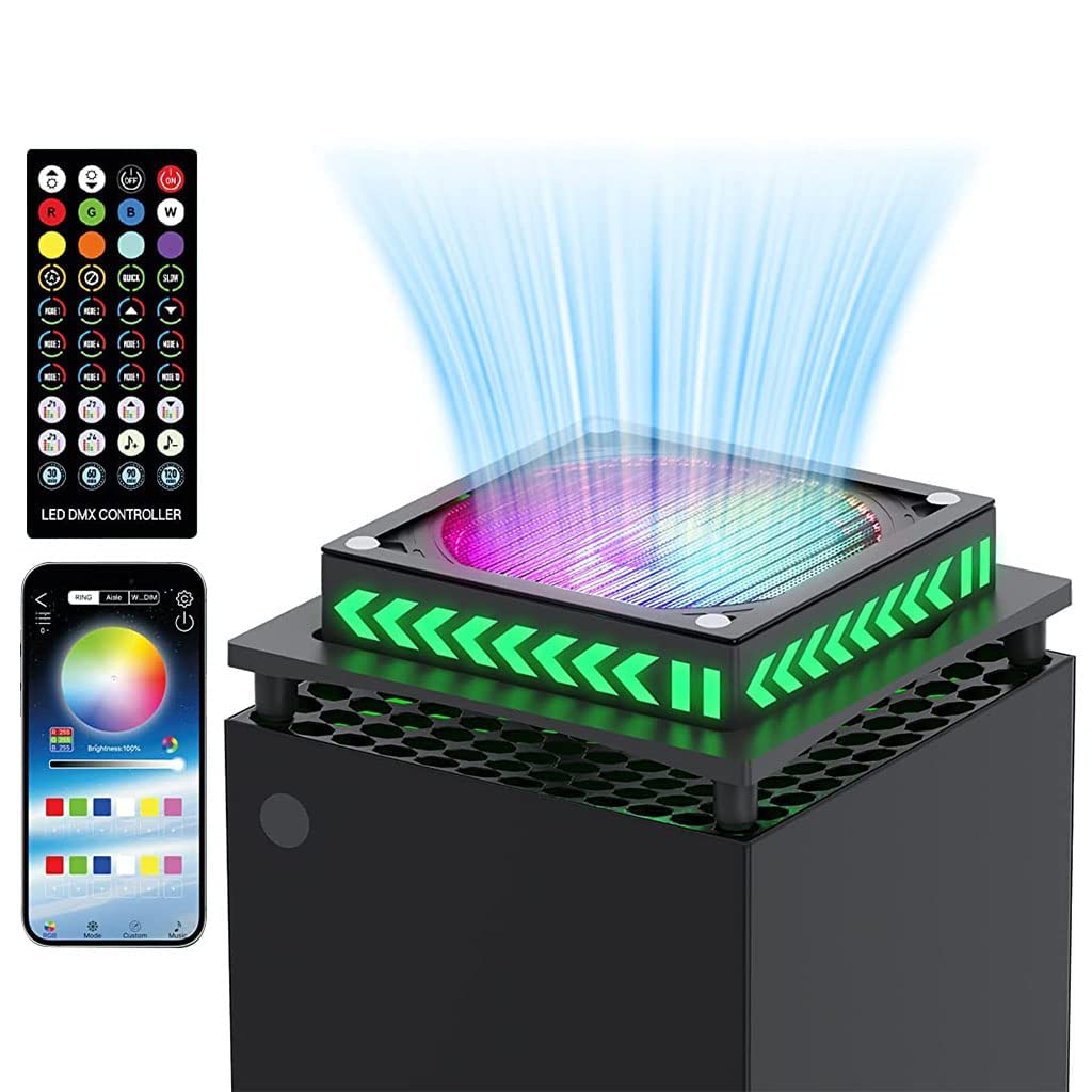 Verilux RGB Cooling Fan for Xbox Series X with 8 Color Light Effects and App Control | Low Noise Dust Screen System