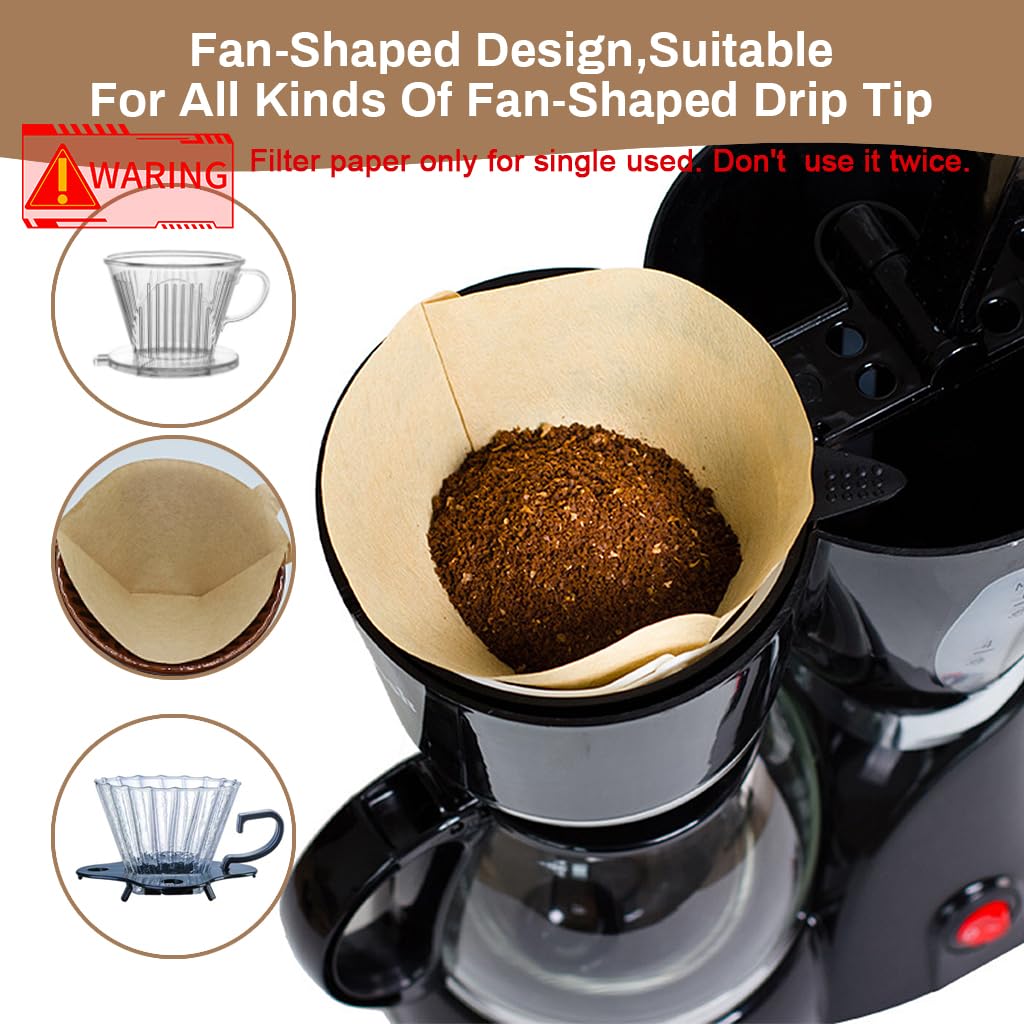 Zeitel® Coffee Filter Paper for Brewing Coffee 100 Counts Natural Unbleached Coffee Wedge-Shaped Filter Paper Disposable Coffee Filters Paper Fit for Drip Coffee