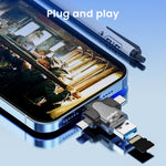 Verilux Micro SD Card Reader 4 in 1 with USB 3.0, Type C, Micro USB and Lightning | Compatible with iPhone, iPad, Android, Macbook and PC