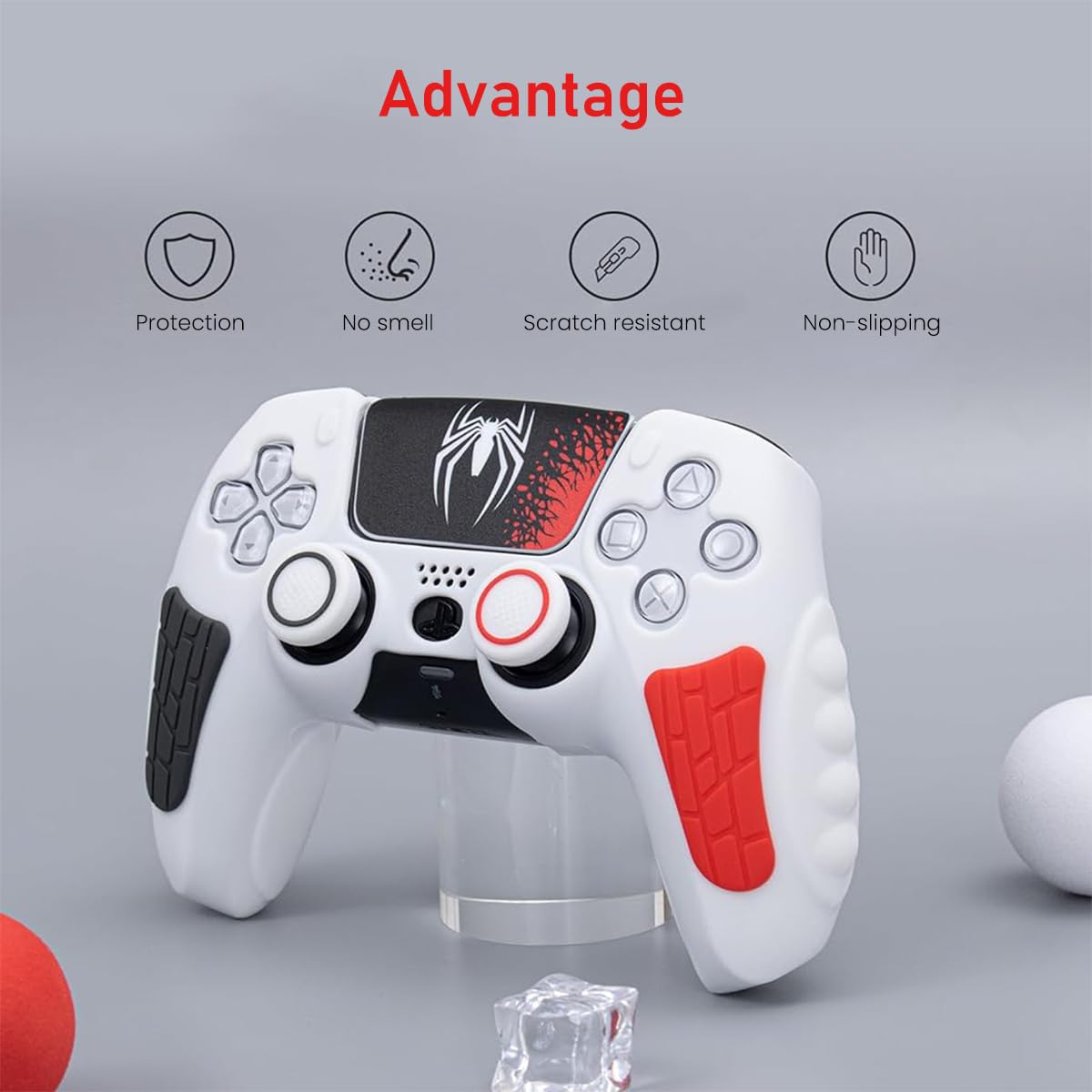 Verilux® PS5 Controller Cover Case, Anti-Slip Sweat Proof Silicone Cover Skin PS5 Controller Skin Cover for PS5 Dual Sense Controller with Thumb Grip Caps, Joystick Protectors and Cover Wrap Sticker