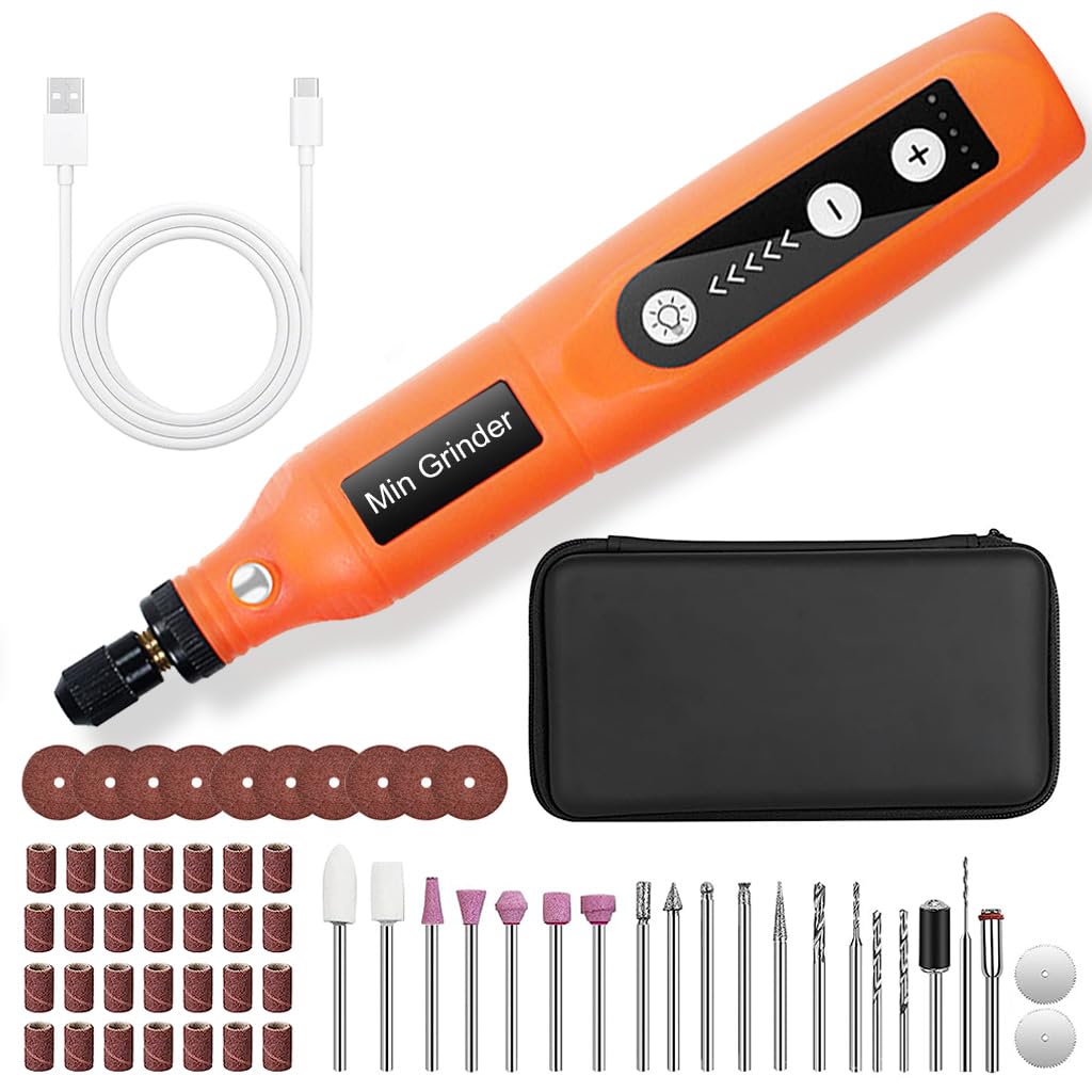 Verilux Rotary Tool Kit for DIY Crafts with 5 Speeds and 58 Accessories | Cordless USB Charging Design
