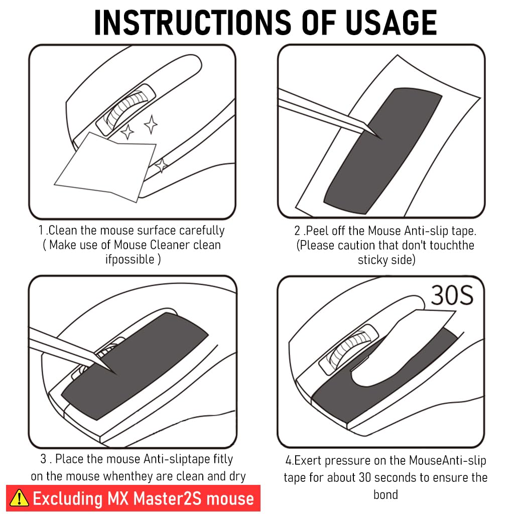 Verilux® Mouse Grip Tape for MX Master 2S Mouse Anti Slip, Non Fading Mouse Skin, Sweat Resistant, Easy to Use, Self Adhesive Design, Pre Cut (Mouse is not Included)