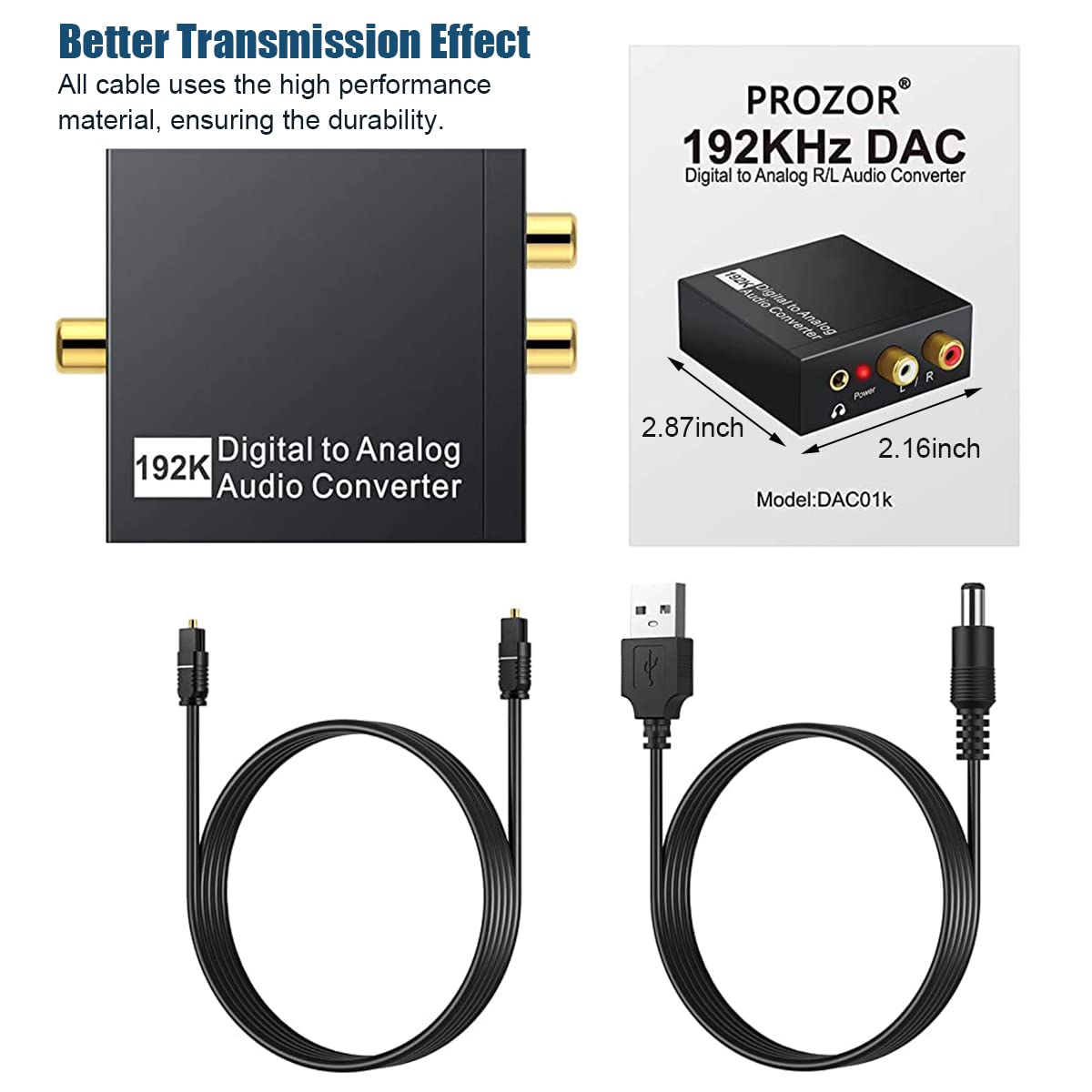 Verilux Digital to Analog Audio Converter 192KHz DAC Digital SPDIF Optical to Analog L/R RCA Converter Toslink Optical to 3.5mm Jack Adapter for PS3 HD DVD PS4 Amp Apple TV Home Cinema