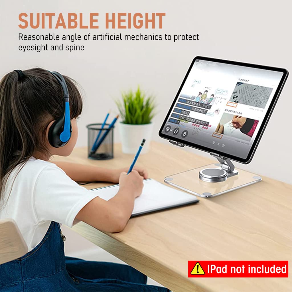 Verilux Desktop Tablet Stand Riser 360¡ã Rotatable Tablet Stand Acrylic Transparent Tablet Riser Rack, Foldable Tablet Stand Holder Universal Stand Rack for Tablet, iPad, Phone, Kindle