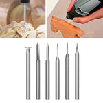 Serplex® 6Pcs Stainless Steel Detail Carving Bits for Rotary Tool, 2.35mm Shank, Versatile Pointed & Needle Tips Set, Universal Engraving Drill Bits for DIY Wood Craft, Woodworking, Polishing