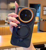 ZORBES® Compatible with Vivo X300 Pro, Textured Anti-Slip TPU Phone Case with Metal Raised Camera Lens Protector & Foldable Metal Ring Grip Stand, Shockproof Cover with Built-in Desk Support