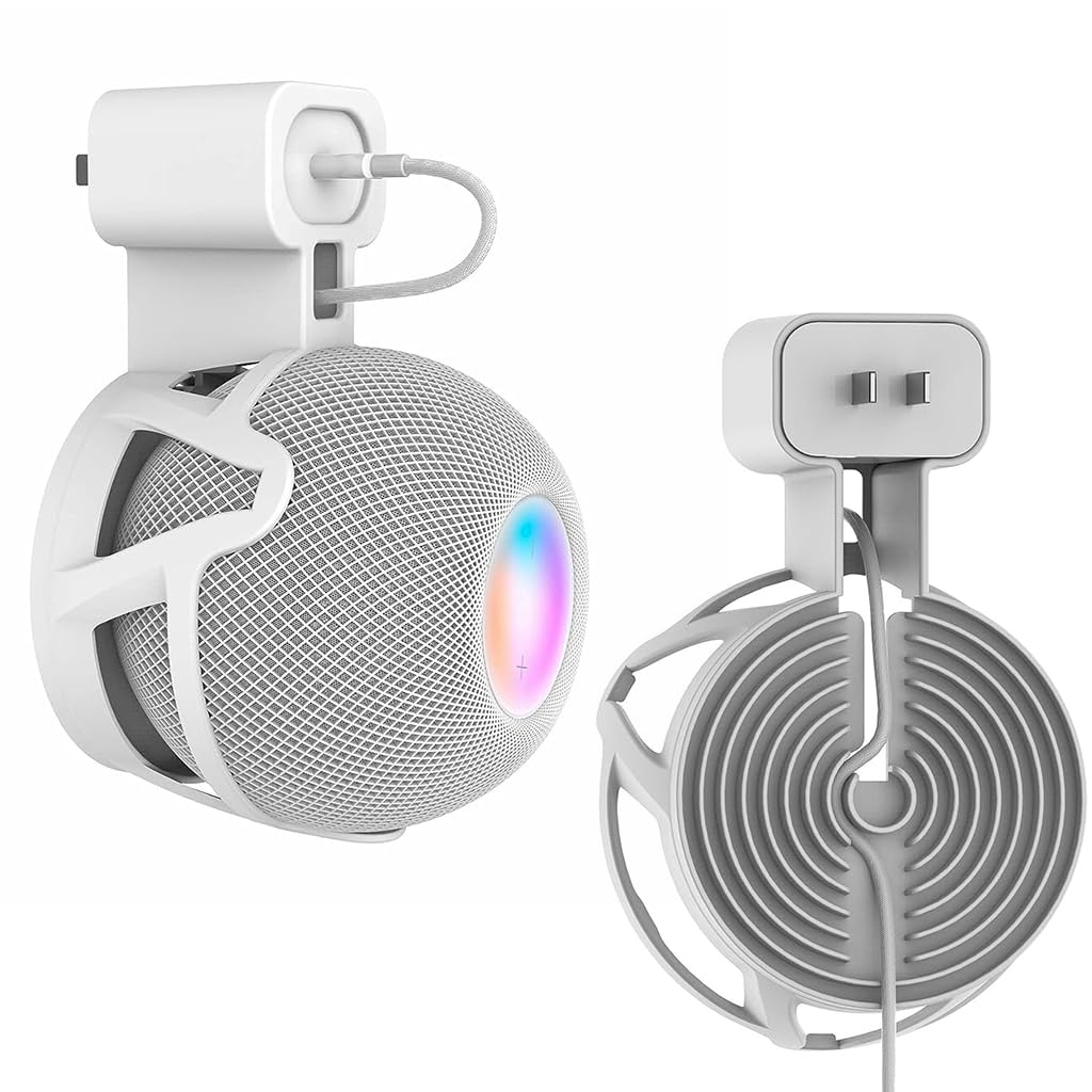 ZORBES® Wall Mounted Holder for Apple Homepod Mini Speaker Wall Holder for Homepod Mini with Cord Management Homepod Mini Mount Space-Saving Accessory for HomePod Mini Smart Home Speaker (Only Holder)