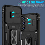ZORBES® Phone Case for Samsung Galaxy S23 with Rotatable Kickstand Phone Grip, S23 Hard PC Phone Case with Sliding Camera Cover Anti-Scratch Phone Cover for Samsung Galaxy S23 Black