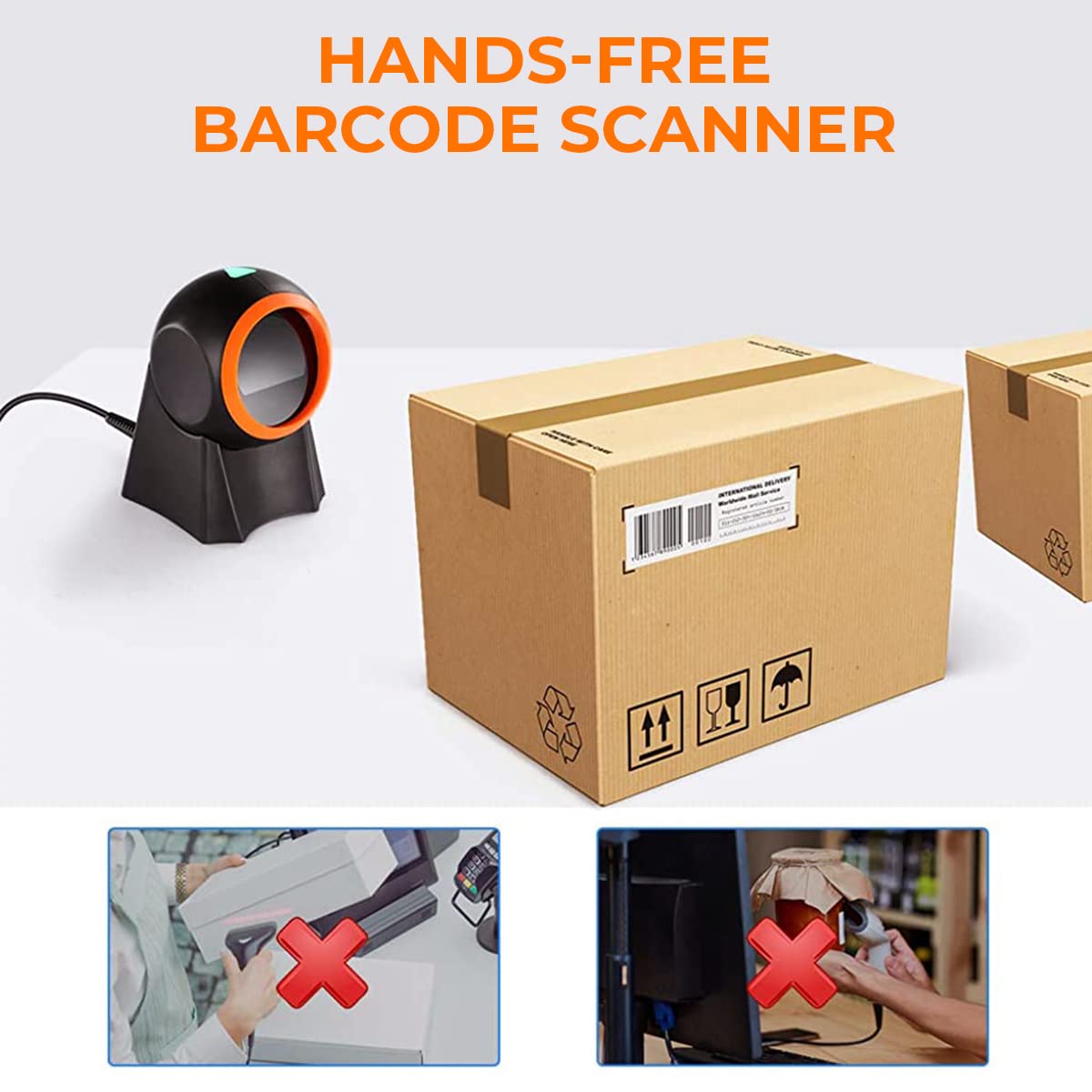 ZORBES® 2D Barcode Scanner, Symcode Omnidirectional Hands-Free Desktop Bar Code Scanner Support 1d 2D Qr Code, Automatic Sensing Barcode Machine for Supermarket Store Warehouse Factory