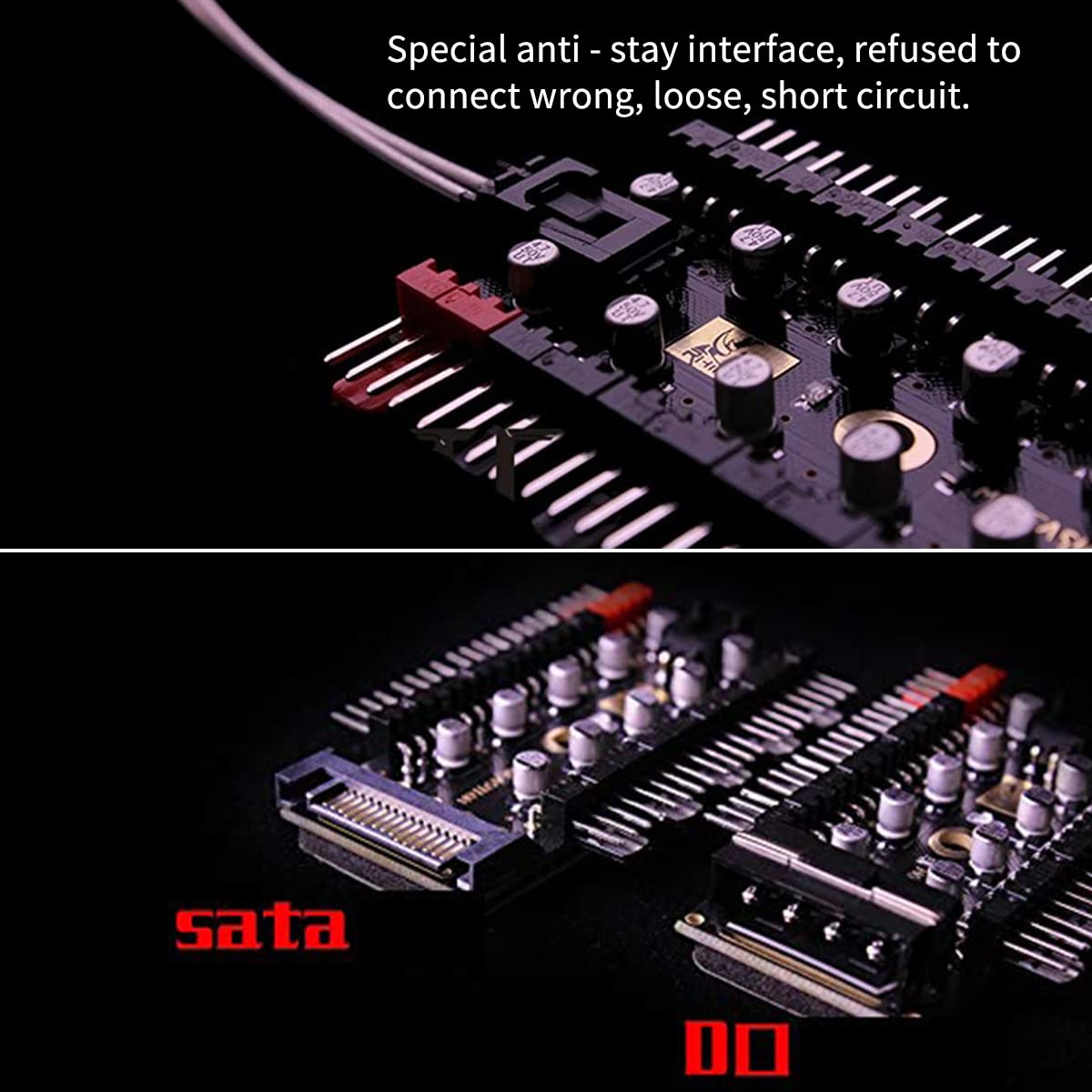 Verilux CPU Cooling Fan Hub for ATX Computer Case with 10 Port 12 V SATA PWM Control