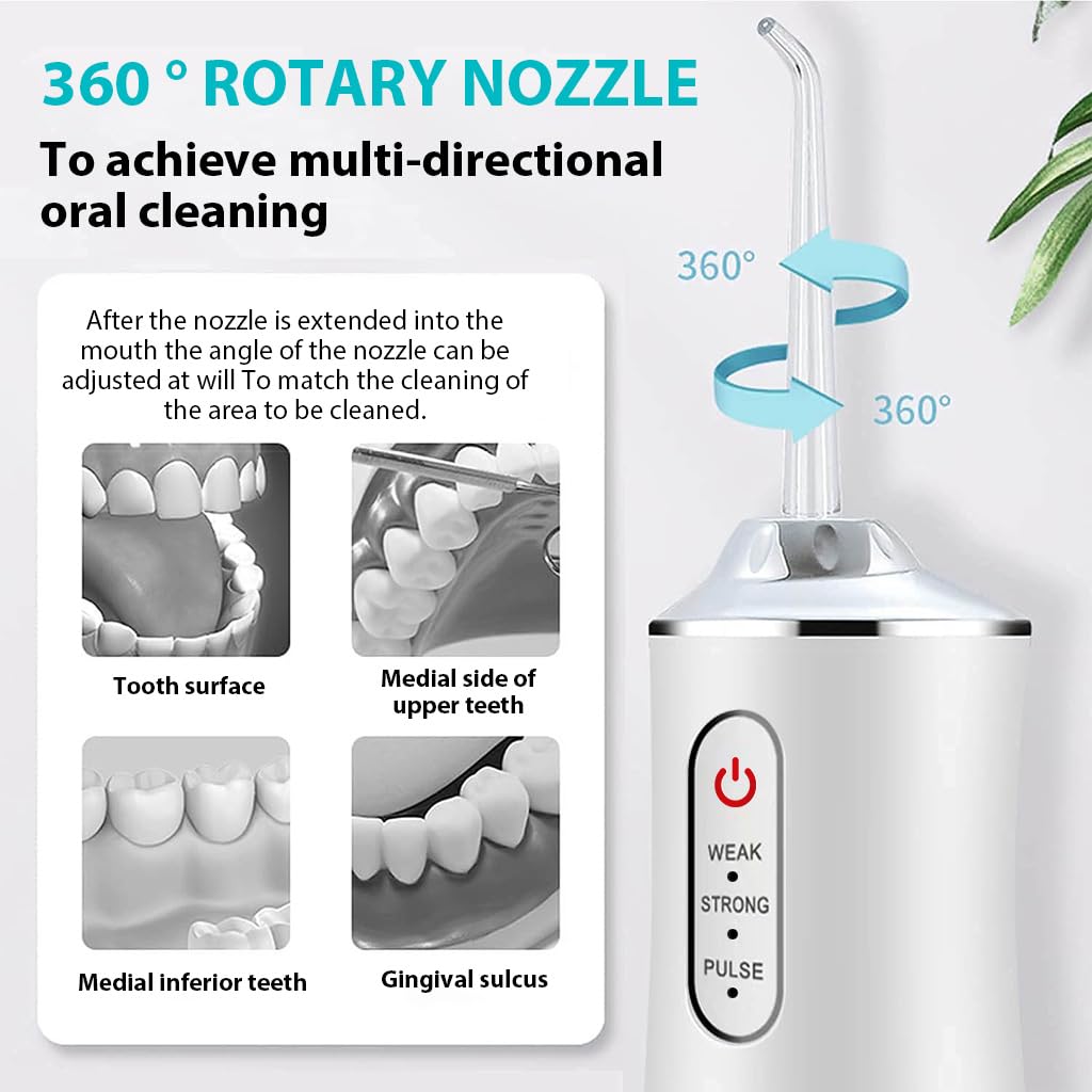 Verilux Cordless Flosser for Oral Care with 220ml Detachable Tank & 360° Rotatable Nozzle | Rechargeable 1200mAh Teeth Cleaner