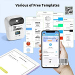 ZORBES® Thermal Printer, Mini Bluetooth Thermal Print Inkfree Printer Compatible with Android & iOS System, Label Printer Black on White with 1 Roll of Print Paper