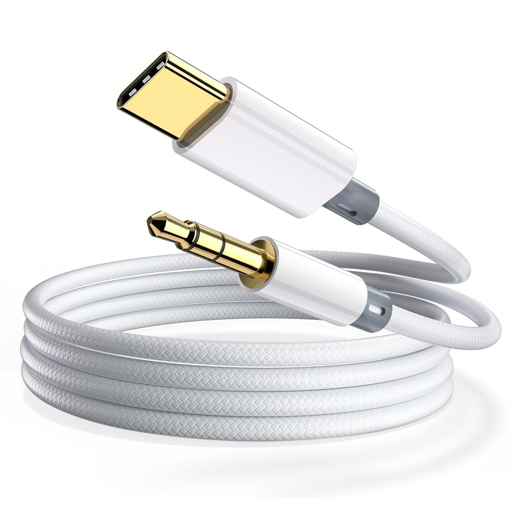 Verilux USB C to 3.5mm Audio Cable for Car and Home Use with 1.2m Length featuring 24Bit DAC Chip | Aluminum Alloy and Nylon Braided Design