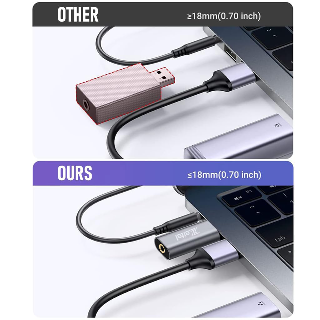 Verilux® USB Sound Card USB to 3.5mm Jack Audio Adapter(V Silver)