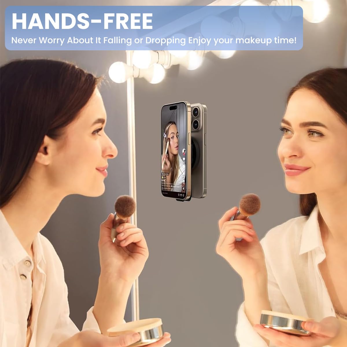 ZORBES® Magnetic Suction Cup Phone Mount, Silicone Suction Phone Case Grip Stand Holder for MagSafe, Hands-Free Mirror Shower Phone Holder Mount Fit, TikTok CreatorVideosSelfies