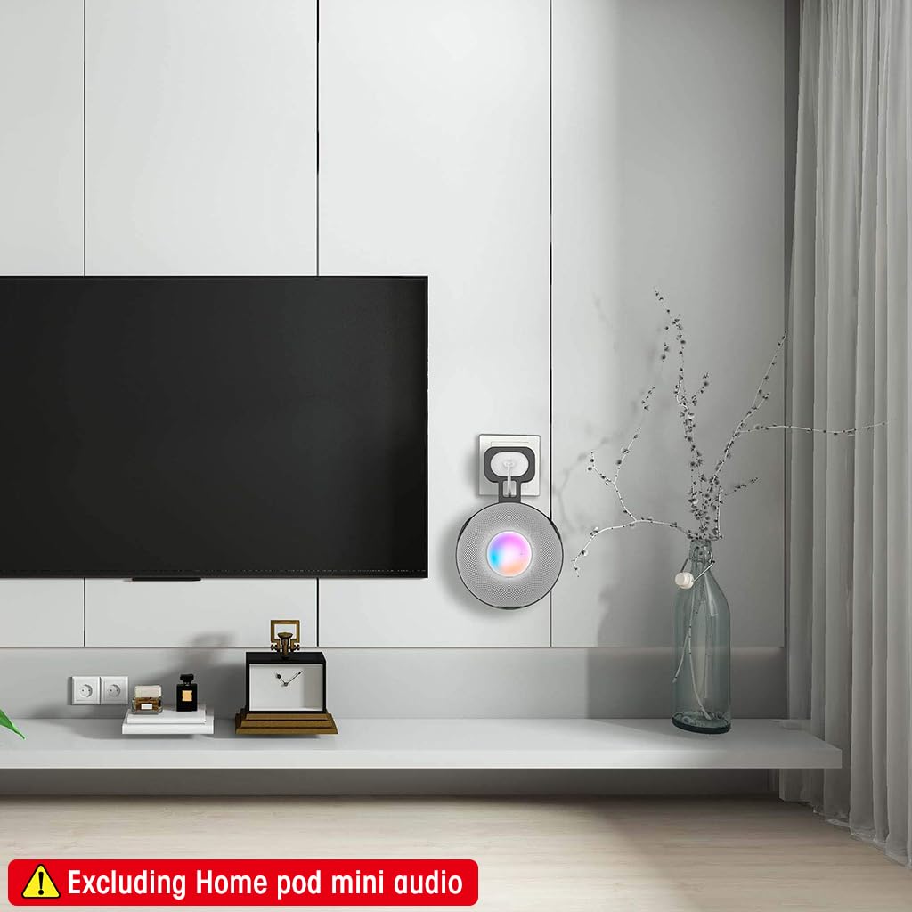 ZORBES® Wall Mounted Holder for Apple Homepod Mini Speaker Wall Mounted Holder with Cord Management Wall Holder for Power Outlet Cable Organizer for Apple Homepod, No Apple Homepod Mini, White