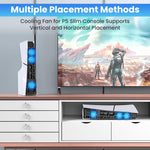 ZORBES® LED Fan for PS5 Slim Console, Quiet Cooler with Memory Function, Accessory with 3 Fans & USB 3.0 Port Compatible with Playstation5 Slim Digital & Discs Edition