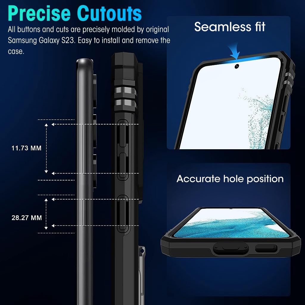 ZORBES® Phone Case for Samsung Galaxy S23 with Rotatable Kickstand Phone Grip, S23 Hard PC Phone Case with Sliding Camera Cover Anti-Scratch Phone Cover for Samsung Galaxy S23 Black