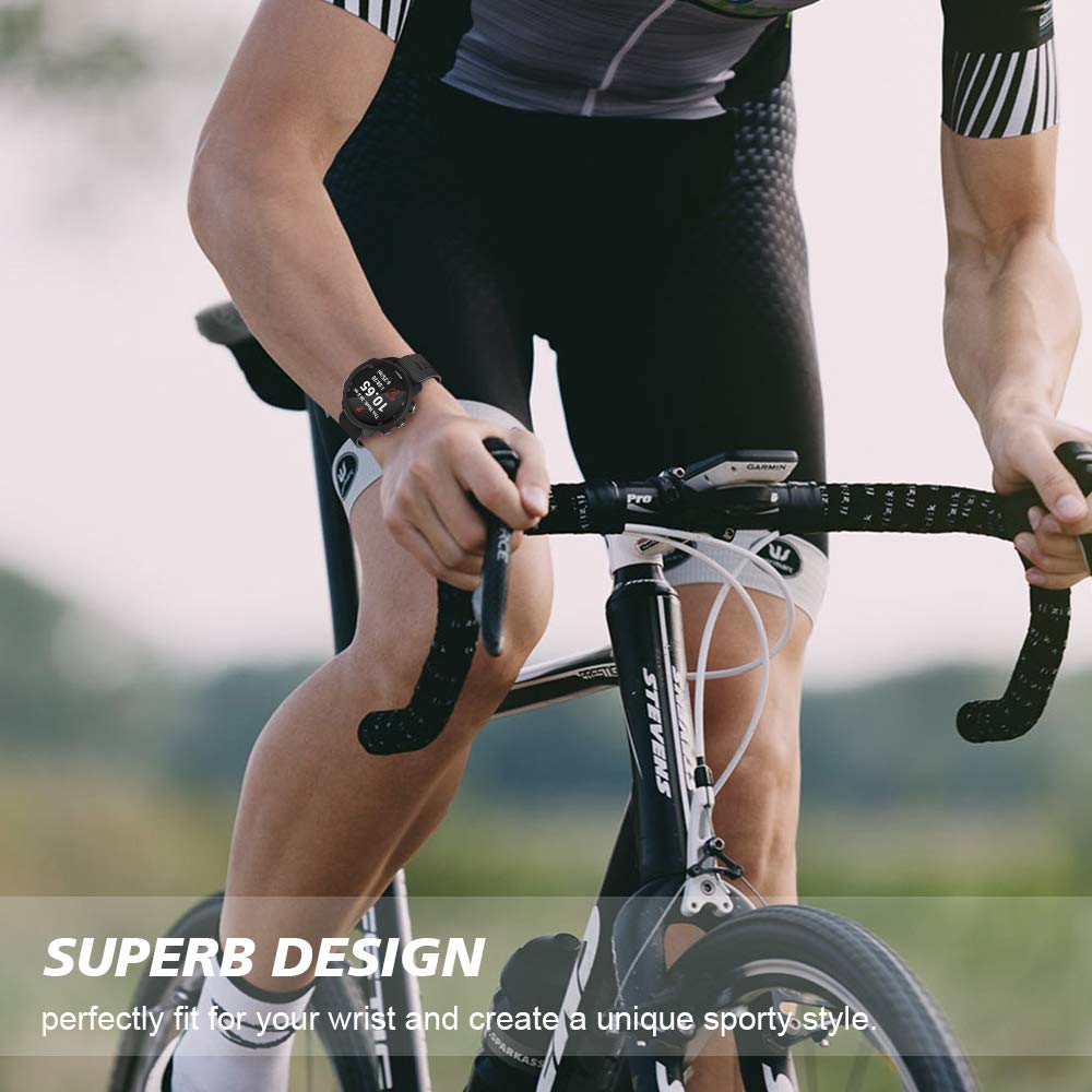 ZORBES® Silicone Watch Strap Fashion Black Watch Band for Forerunner 645/245 Universal 20mm Width Watch Straps Adjustable Wristband Watch Bands for Galaxy Watch 5/5 Pro Galaxy Watch 4 Vivoactive 3